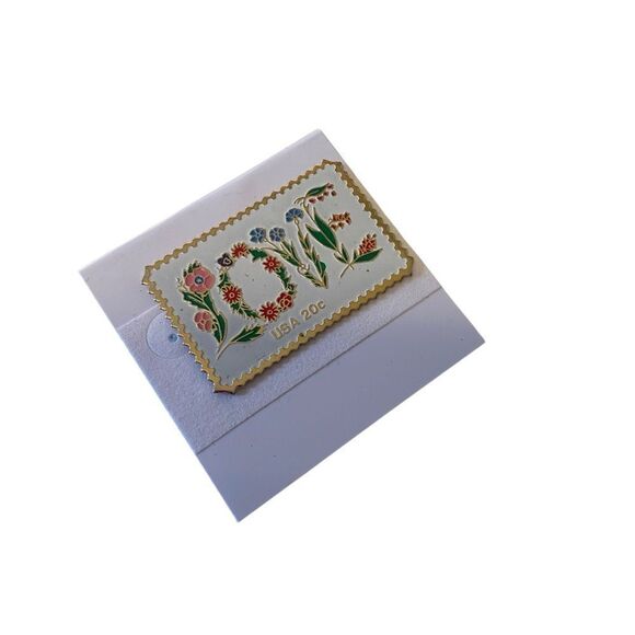 Vintage Floral Love Stamp Pin. - Picture 2 of 5